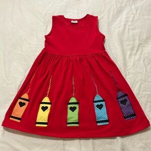 BACK TO SCHOOL red crayon dress size XL